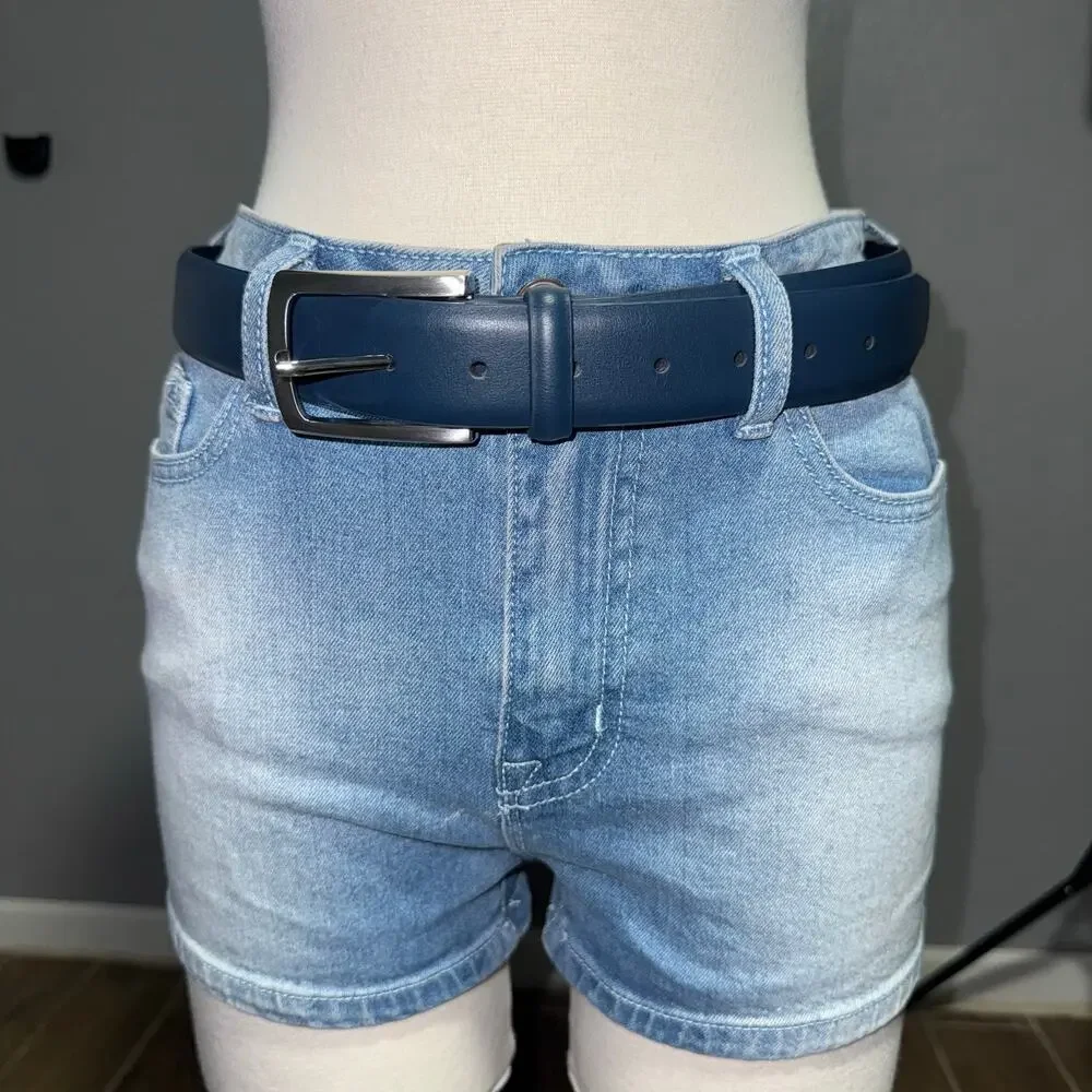 KM Legend Classic Navy Blue Leather Belt Sz 38